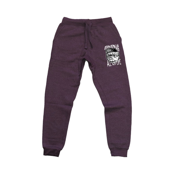 Grinding All My Life Heather Burgundy Joggers