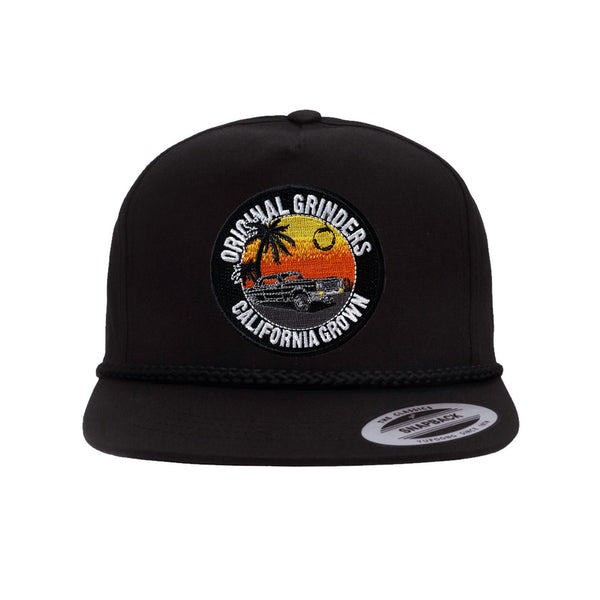 California Grown Black Poplin Golf Snapback Hat