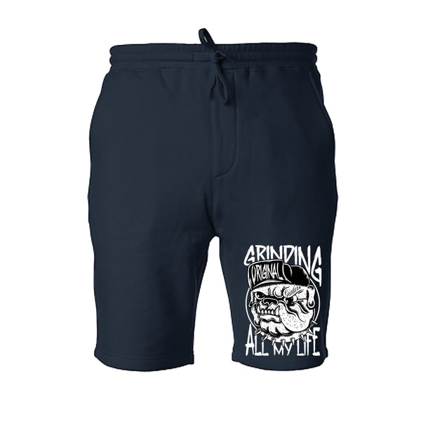 'Grinding All My Life' Navy Blue Sweat Shorts