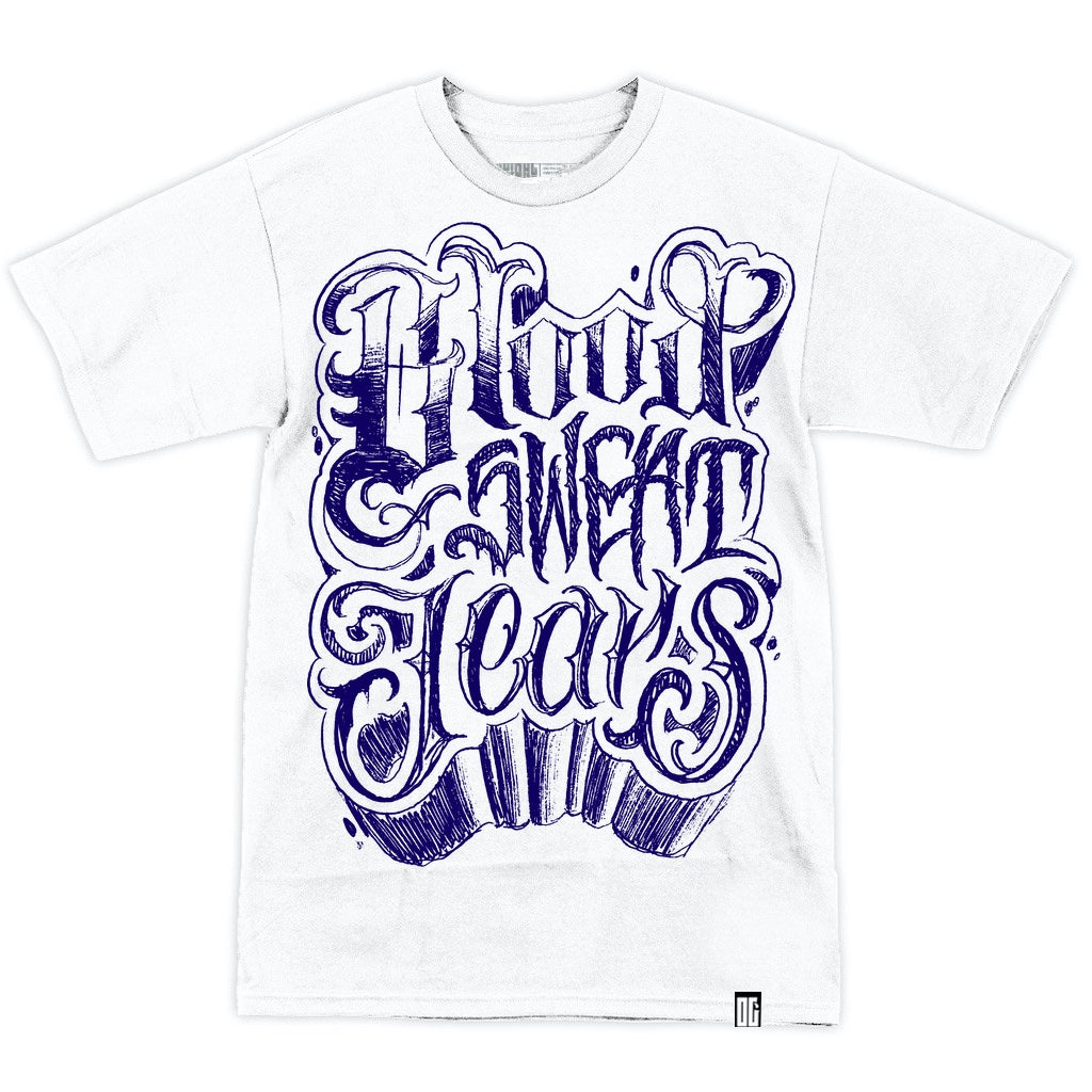 Blood Sweat Tears White with Navy Blue T-Shirt